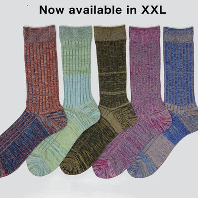 Example of a variety of colors of leftover yarn socks.