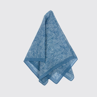 A light bandana - blue ocean waves pulled in the center and splayed.