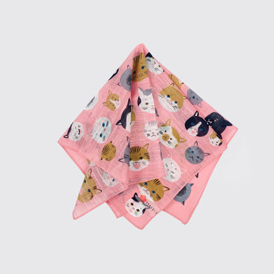A light bandana - pink cats pulled in the center and splayed.