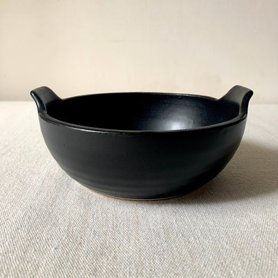 Close up of an individual size donabe bowl.